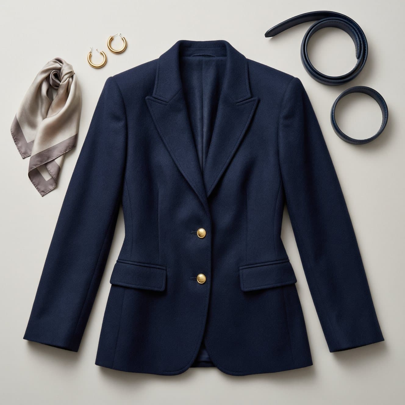 A styled flat-lay still life generated by McLeuker AI