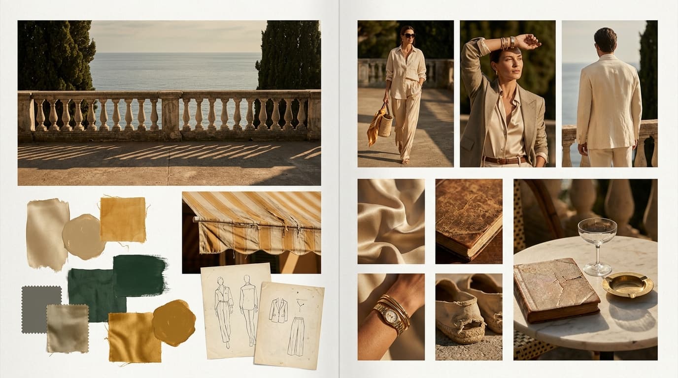 A concept board composed from a written direction